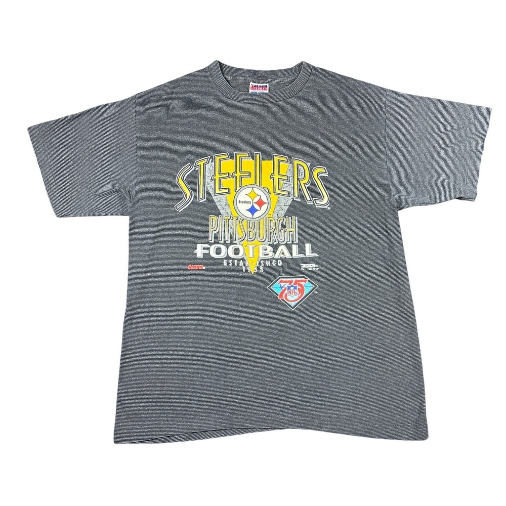Vintage 90s Pittsburgh Steelers Shirt Mens XL Gray Trench Ultra USA NFL Graphic